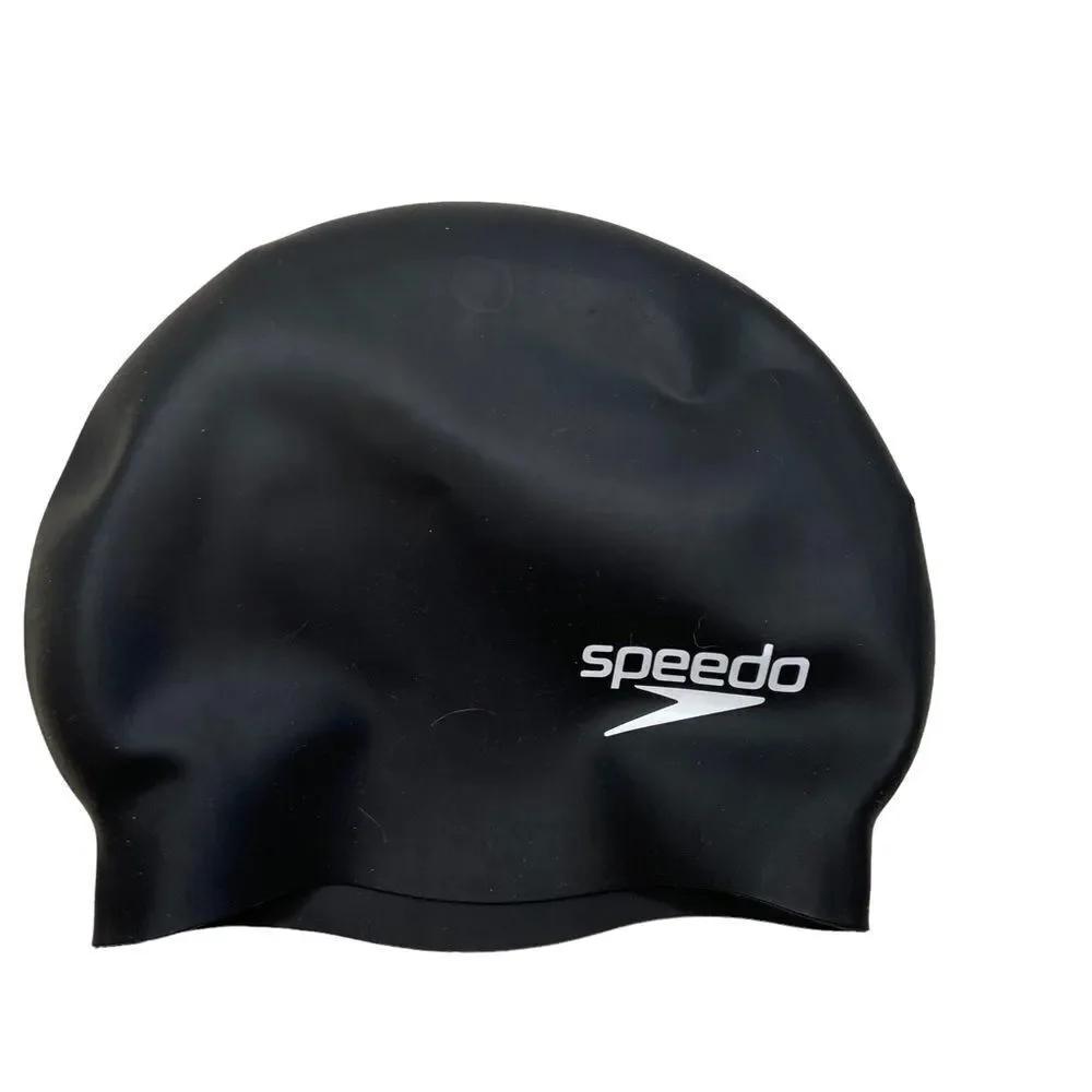 New without Tags Speedo Plain Moulded Silicon‎ Swim Cap for Juniors Black